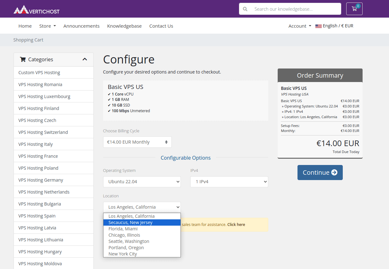 Choose VPS location